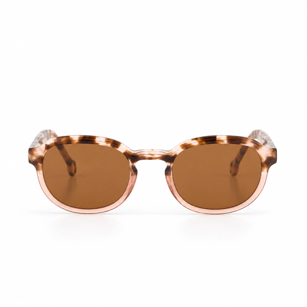 JADE Vite Vu Bien Vu lunettes VVBV monture acetate fleur de coton verres solaires bruns, de face, format web fond blanc