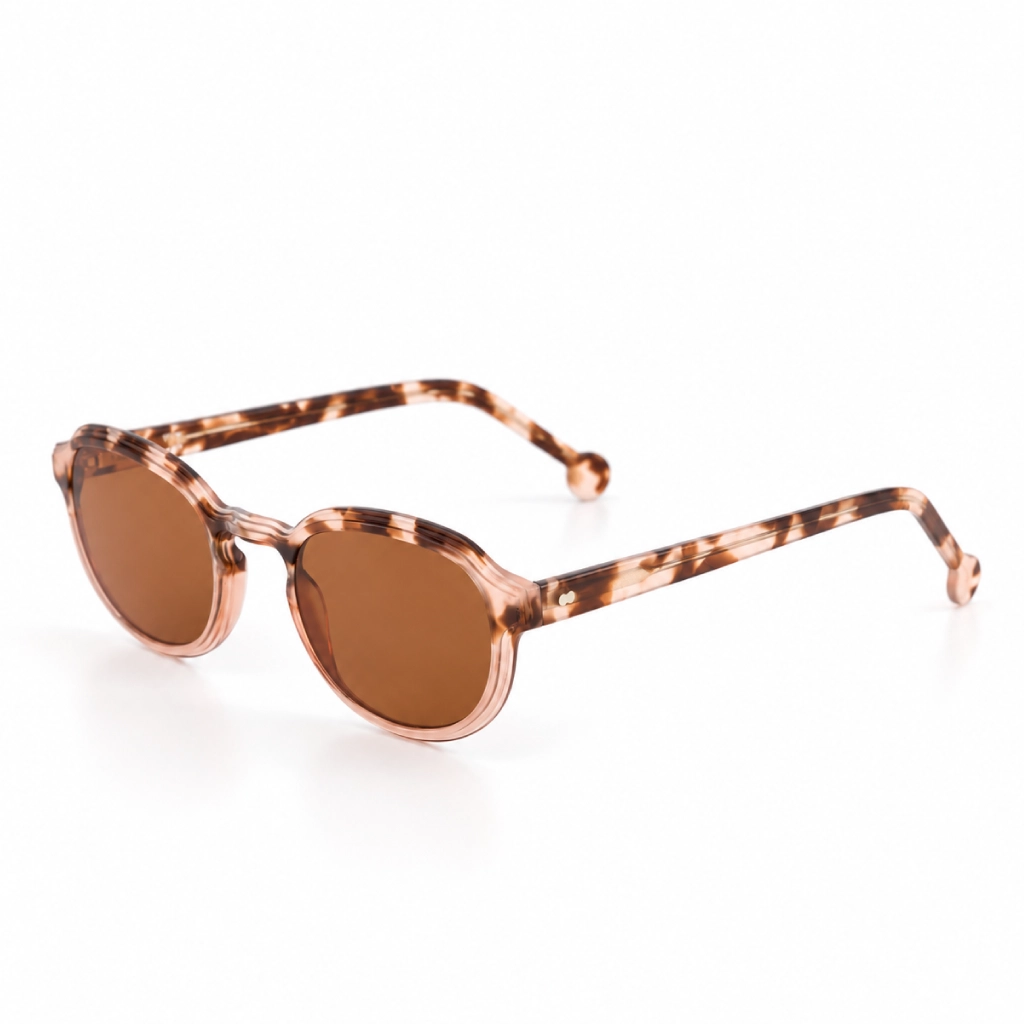 JADE Vite Vu Bien Vu lunettes VVBV monture acetate fleur de coton verres solaires bruns, de profil, format web fond blanc