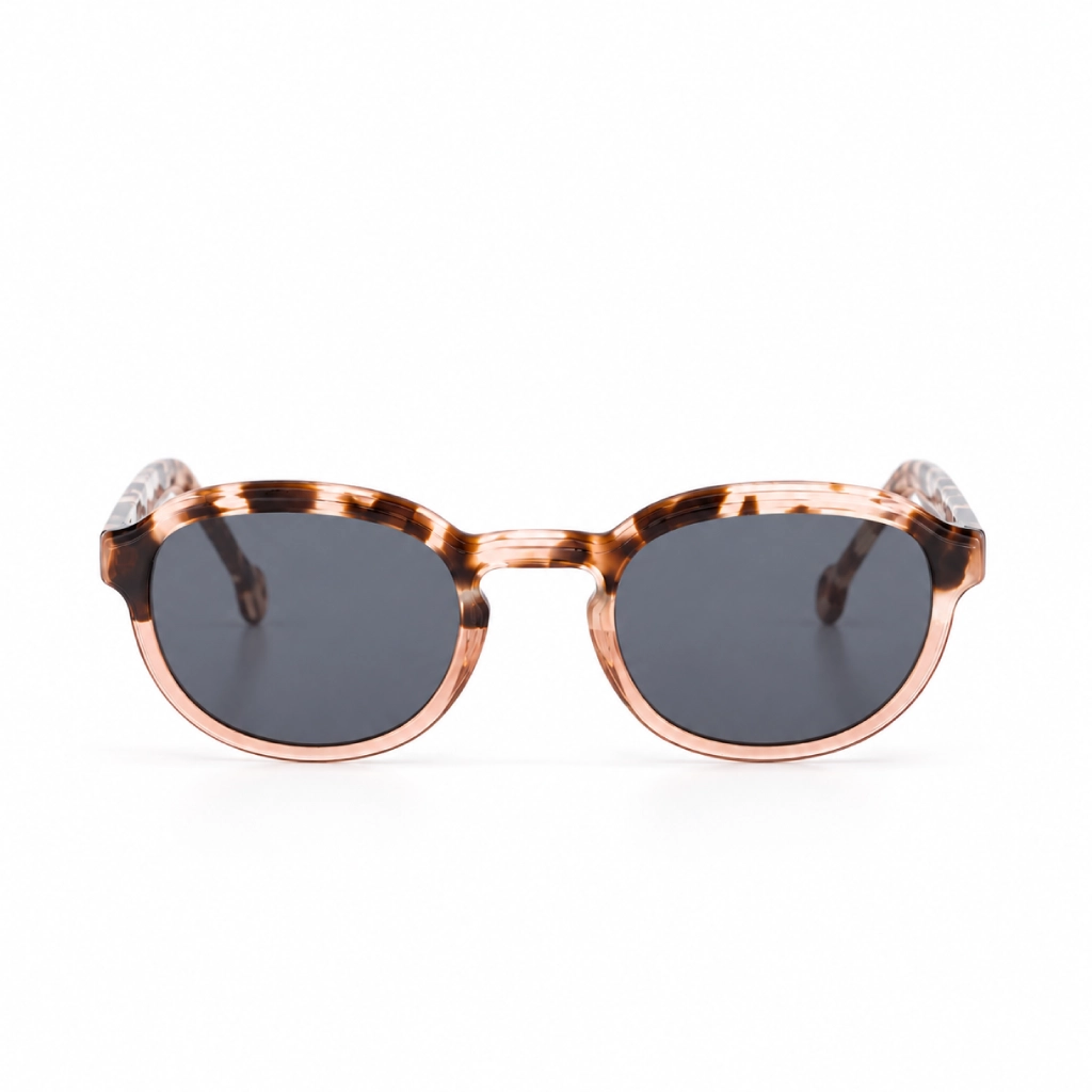 JADE Vite Vu Bien Vu lunettes VVBV monture acetate fleur de coton verres solaires gris, de face, format web fond blanc